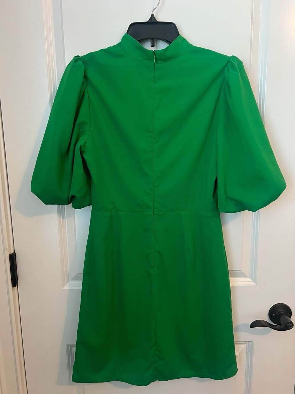 Flying Tomato Green Puff Sleeve Mock Neck Mini Dress Size S - Picture 2 of 4